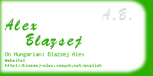 alex blazsej business card